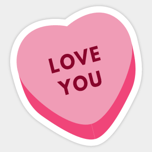 pink love you heart large Sticker